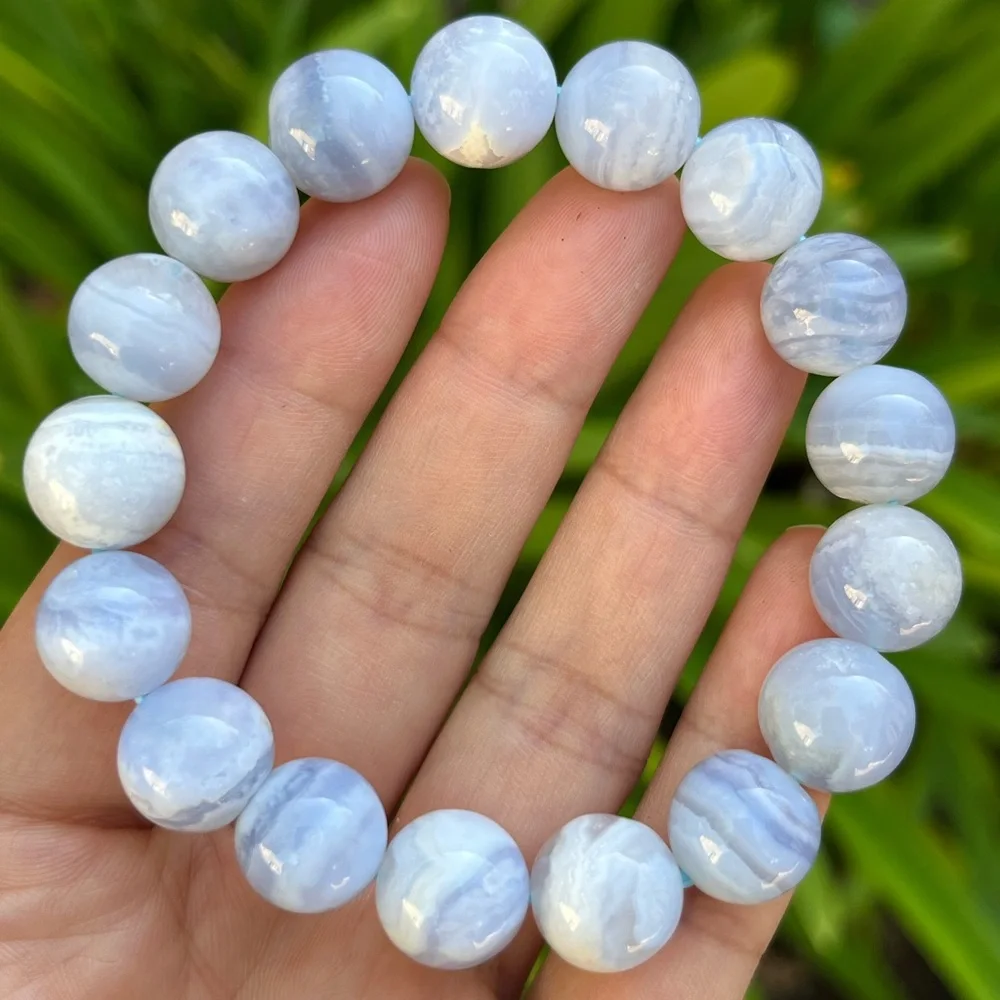 12.5mm stretchable blue lace agate bracelet 0171‎